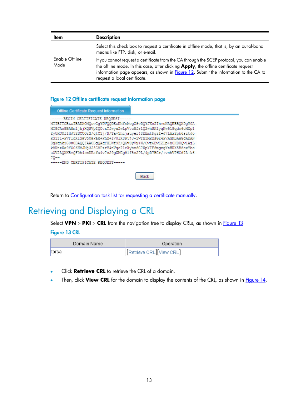 Retrieving and displaying a crl | H3C Technologies H3C SecPath F1000-E User Manual | Page 787 / 938