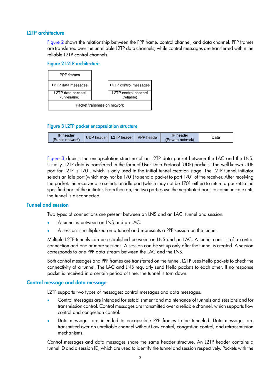 L2tp architecture, Tunnel and session, Control message and data message | H3C Technologies H3C SecPath F1000-E User Manual | Page 811 / 938