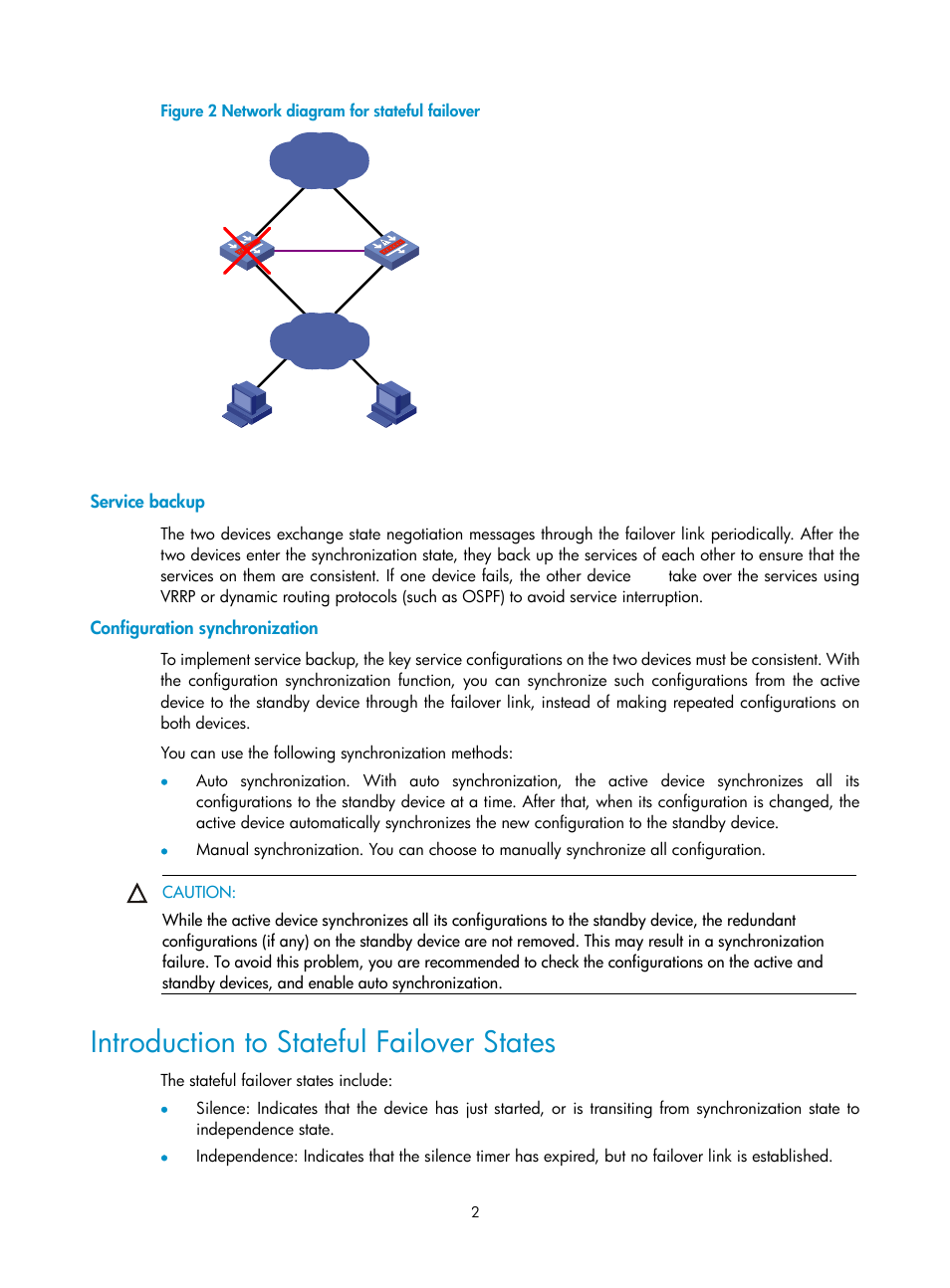 Service backup, Configuration synchronization, Introduction to stateful failover states | H3C Technologies H3C SecPath F1000-E User Manual | Page 851 / 938