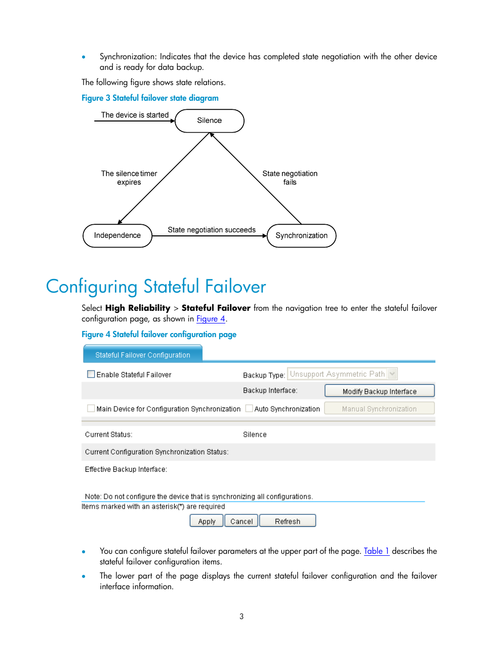 Configuring stateful failover | H3C Technologies H3C SecPath F1000-E User Manual | Page 852 / 938