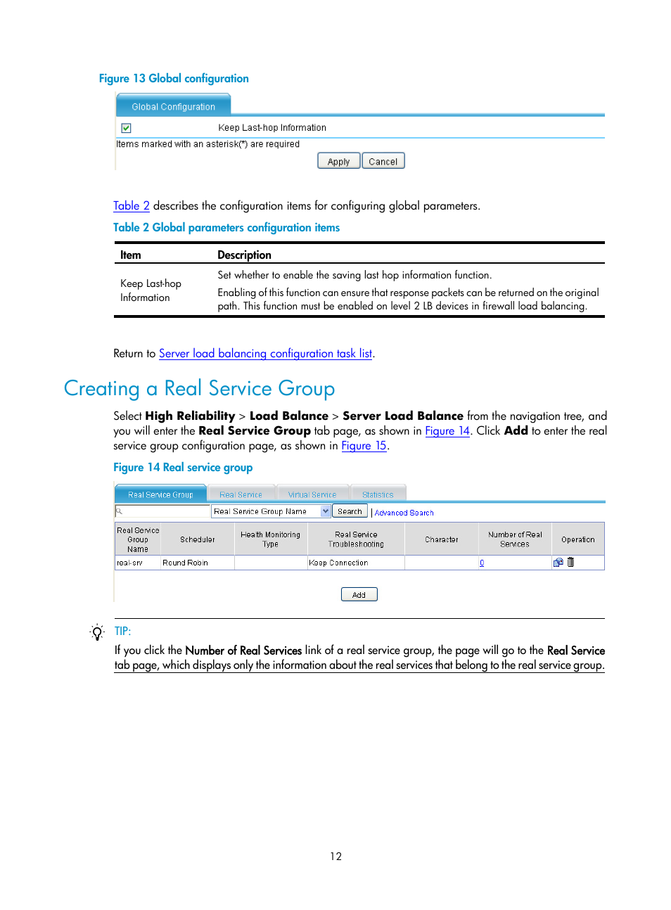 Creating a real service group, Figure 13 | H3C Technologies H3C SecPath F1000-E User Manual | Page 877 / 938