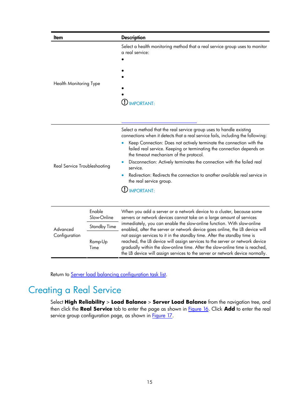 Creating a real service | H3C Technologies H3C SecPath F1000-E User Manual | Page 880 / 938