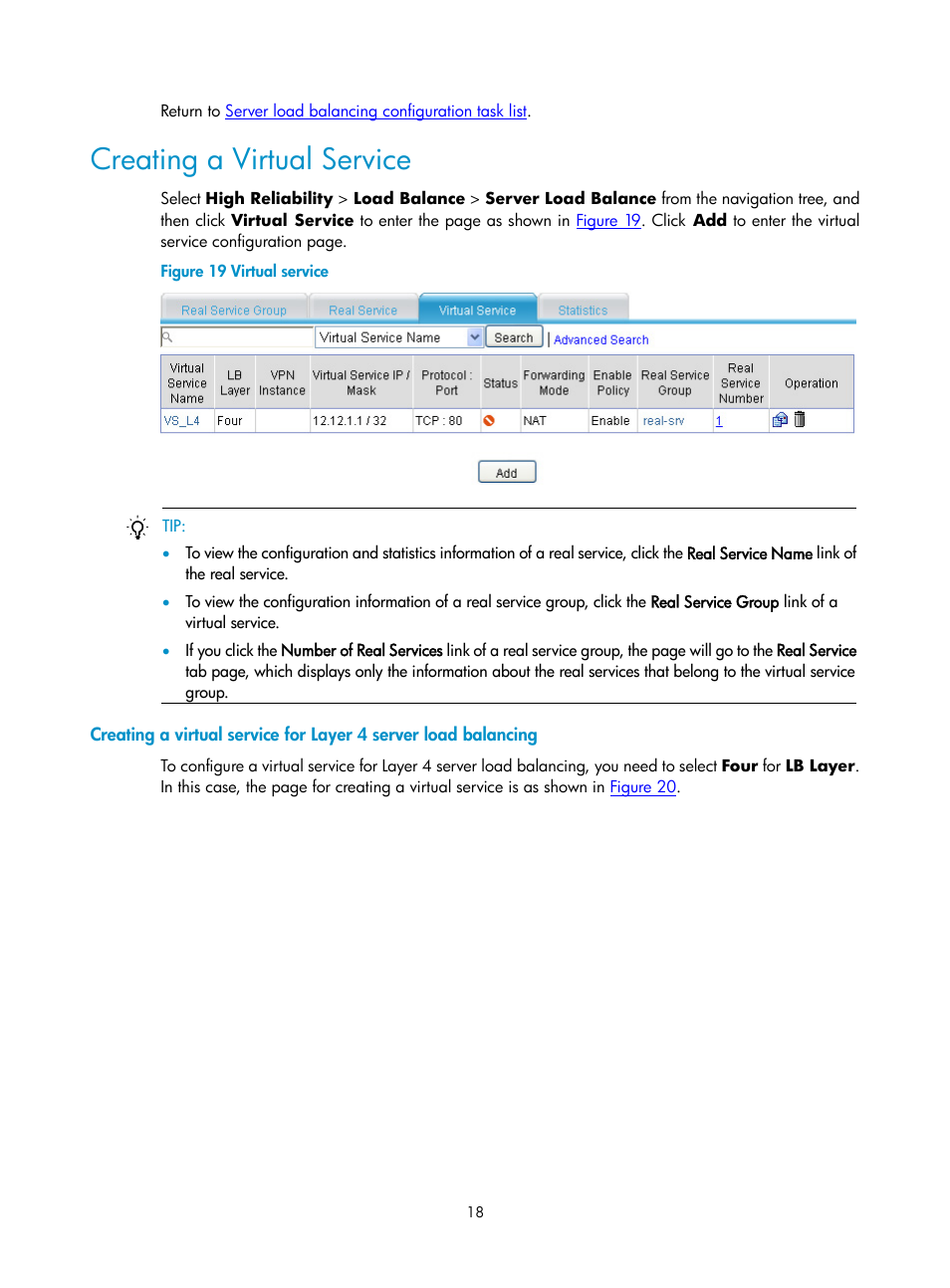Creating a virtual service | H3C Technologies H3C SecPath F1000-E User Manual | Page 883 / 938