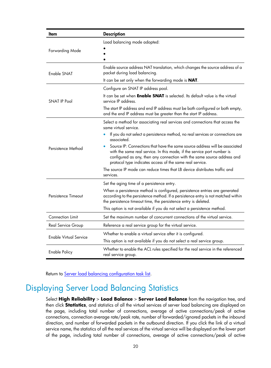 Displaying server load balancing statistics | H3C Technologies H3C SecPath F1000-E User Manual | Page 885 / 938