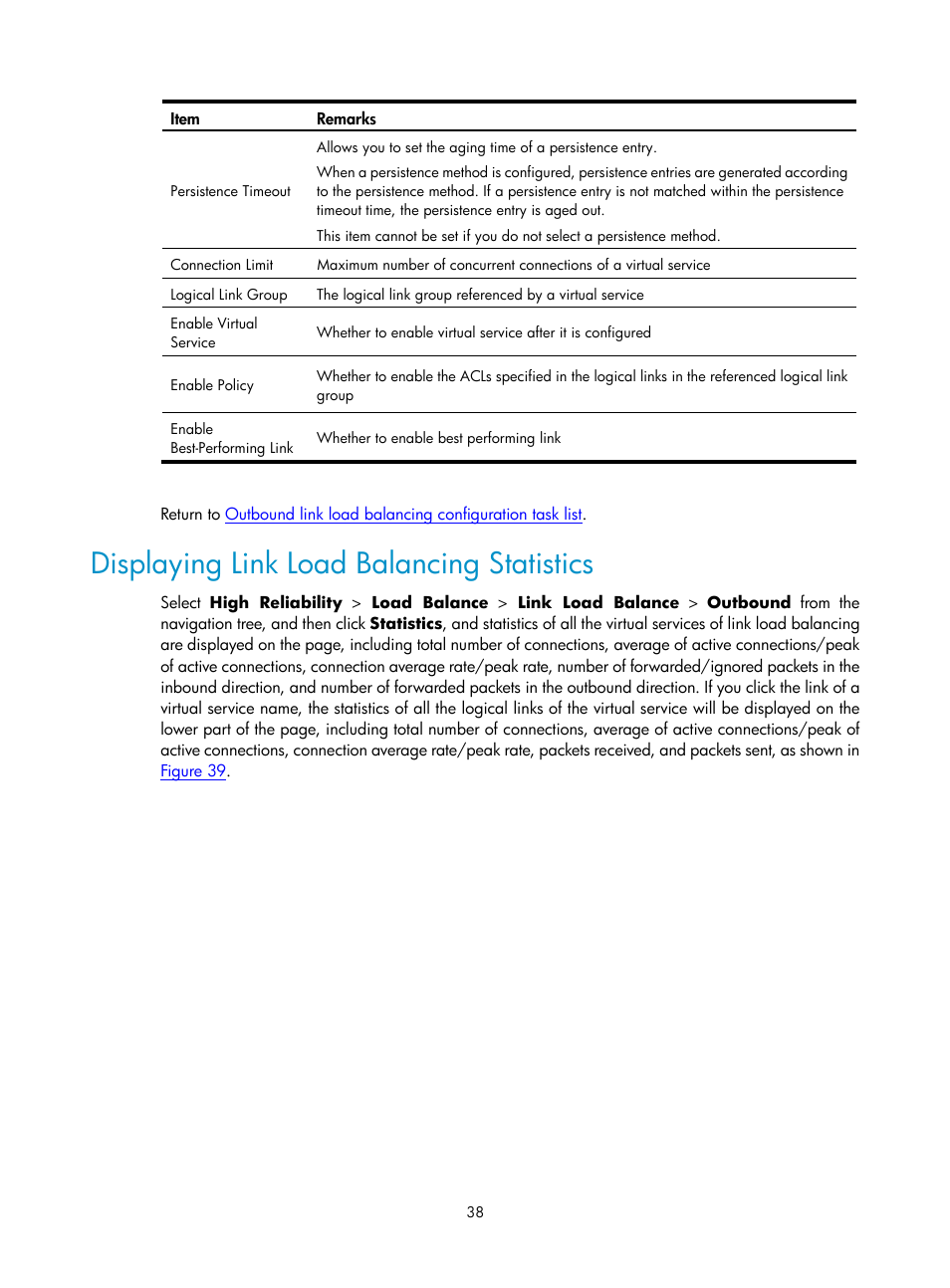Displaying link load balancing statistics | H3C Technologies H3C SecPath F1000-E User Manual | Page 903 / 938