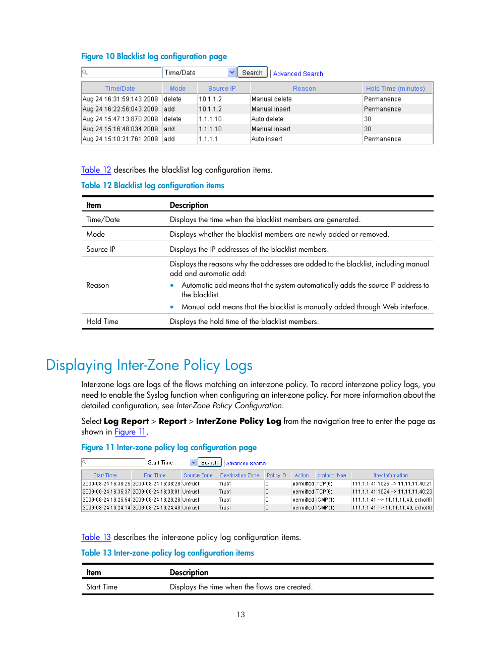 Displaying inter-zone policy logs, Figure 10 | H3C Technologies H3C SecPath F1000-E User Manual | Page 935 / 938