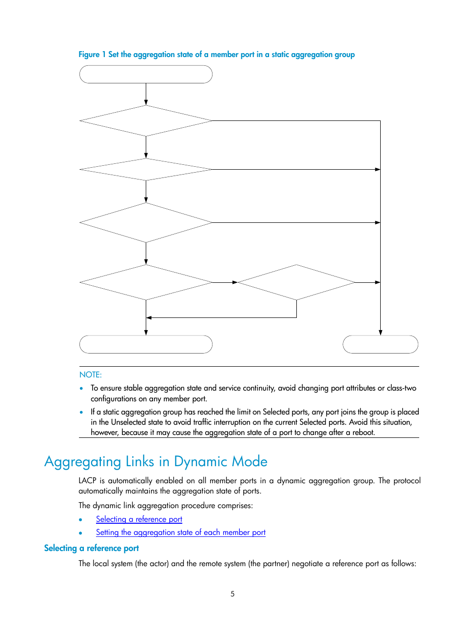 Aggregating links in dynamic mode, Selecting a reference port | H3C Technologies H3C SecPath F1000-E User Manual | Page 95 / 938