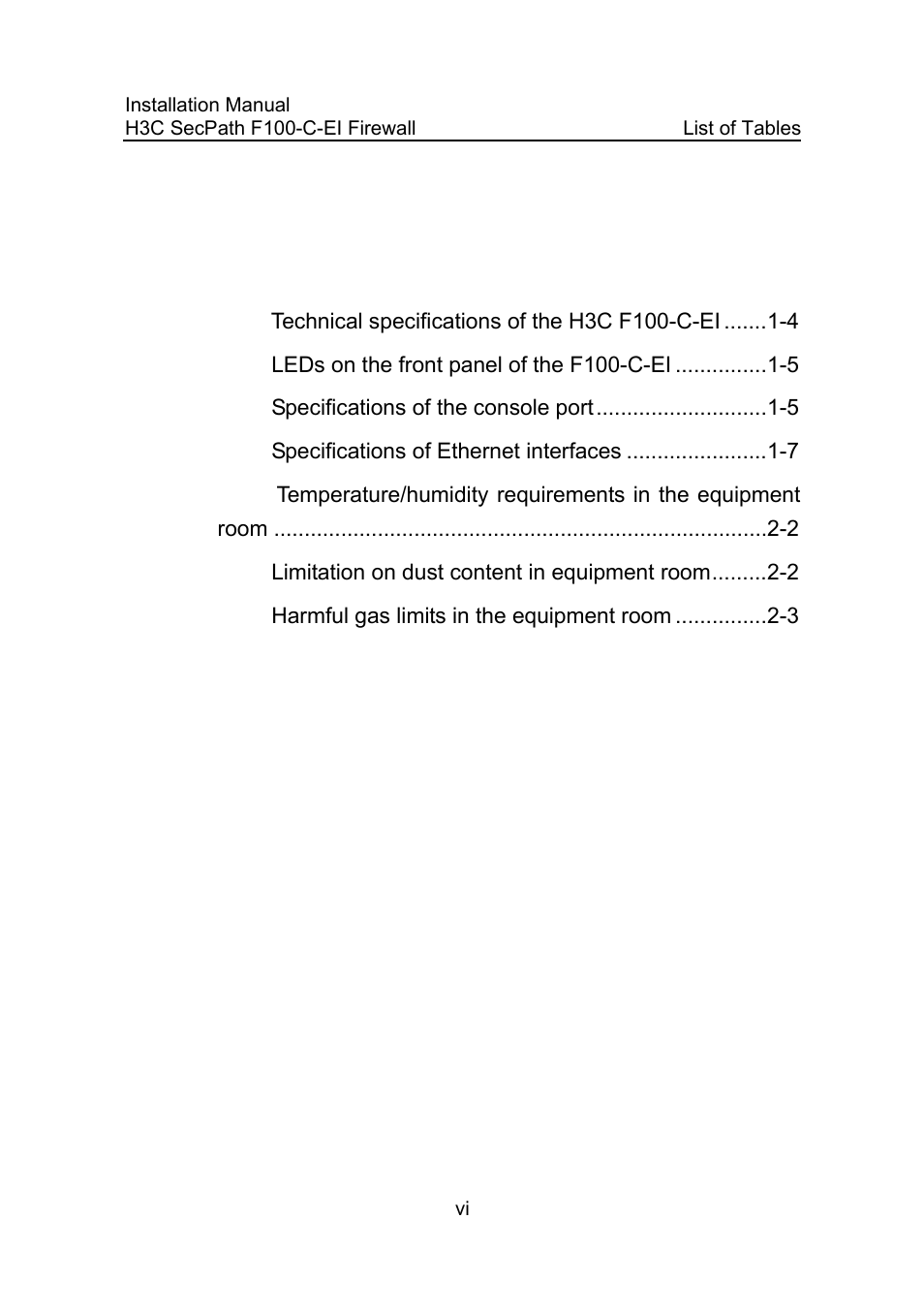 List of tables | H3C Technologies H3C SecPath F100-C-EI User Manual | Page 12 / 79