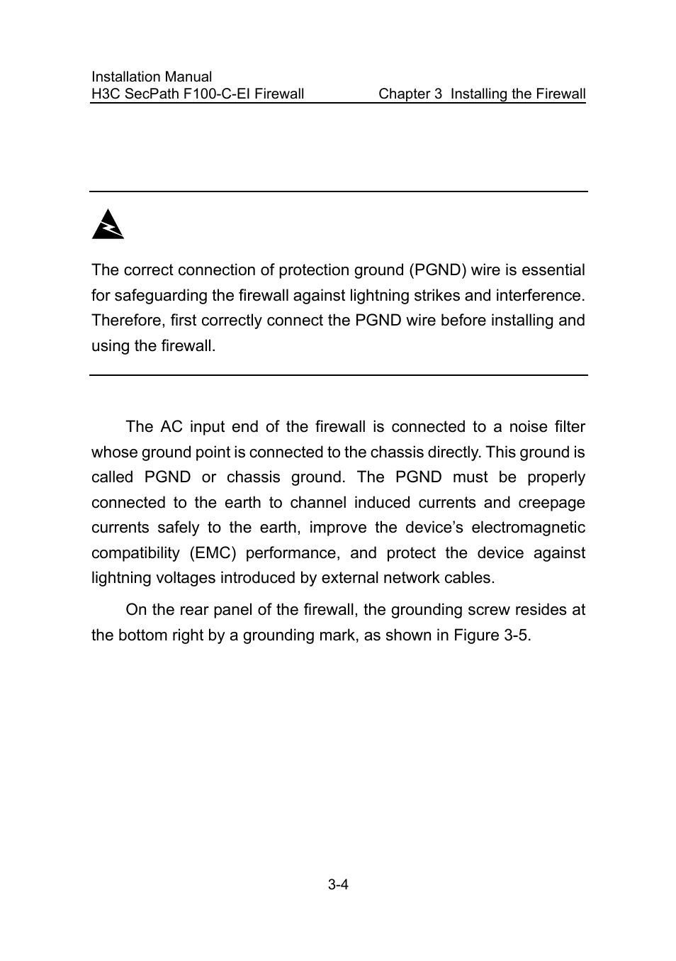 3 connecting the pgnd wire, 3 connecting the pgnd wire -4 | H3C Technologies H3C SecPath F100-C-EI User Manual | Page 33 / 79
