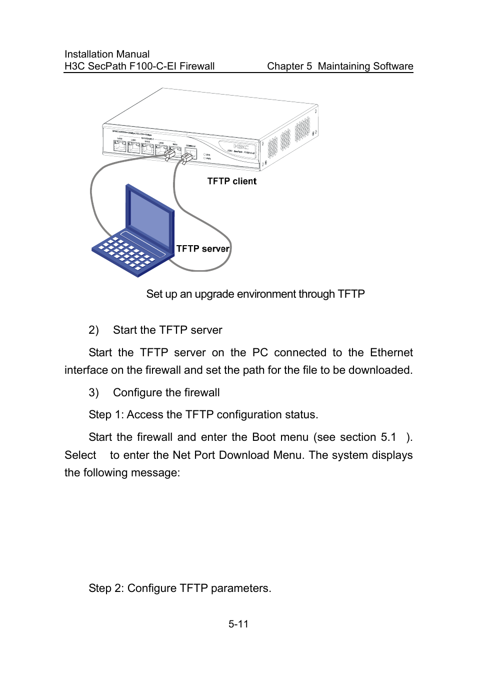 Figure 5-5, Set up an upgrade environment through tftp -11 | H3C Technologies H3C SecPath F100-C-EI User Manual | Page 61 / 79