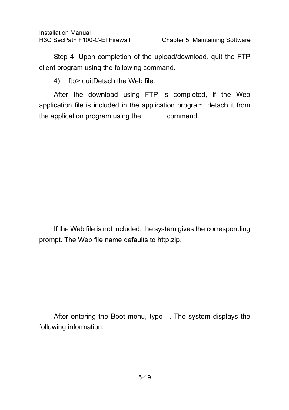 1 displaying files, I. display all files using the boot menu, 1 displaying files -19 | H3C Technologies H3C SecPath F100-C-EI User Manual | Page 69 / 79