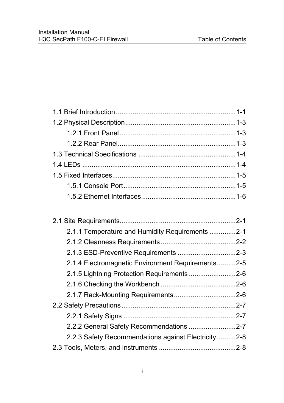 H3C Technologies H3C SecPath F100-C-EI User Manual | Page 7 / 79