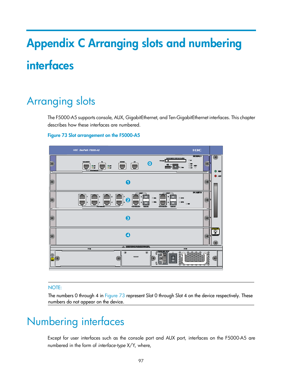 Arranging slots, Numbering interfaces | H3C Technologies H3C SecPath F5000-A5 Firewall User Manual | Page 107 / 121