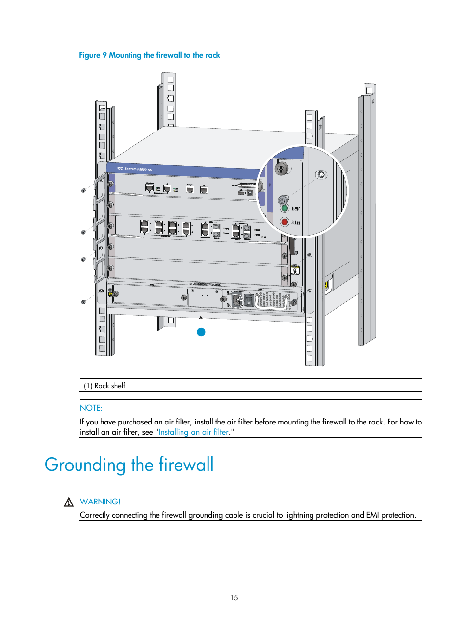 Grounding the firewall | H3C Technologies H3C SecPath F5000-A5 Firewall User Manual | Page 25 / 121