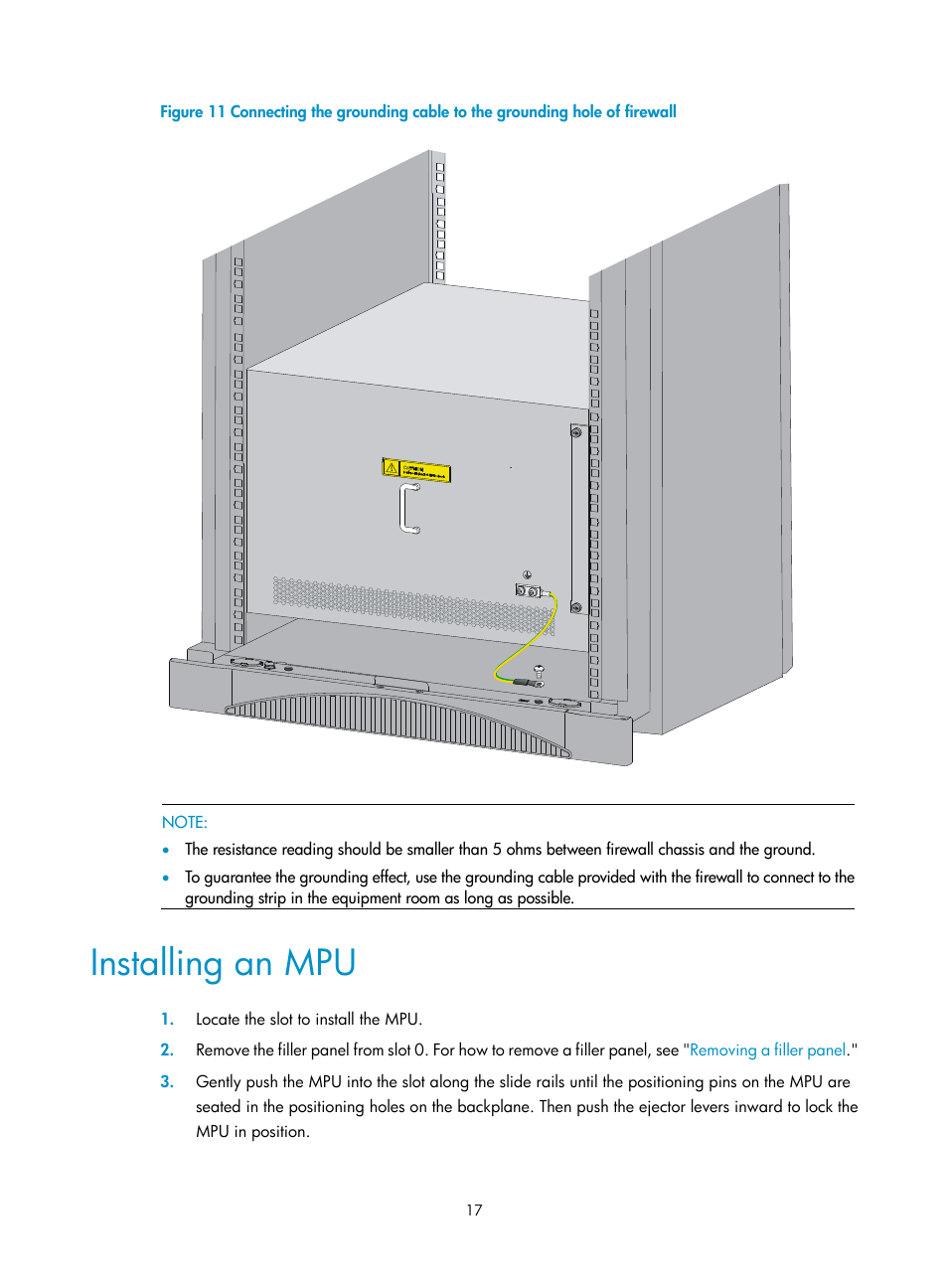 Installing an mpu | H3C Technologies H3C SecPath F5000-A5 Firewall User Manual | Page 27 / 121