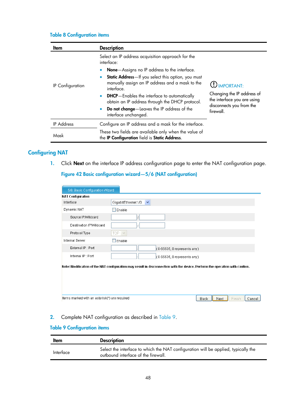 Configuring nat | H3C Technologies H3C SecPath F5000-A5 Firewall User Manual | Page 58 / 121