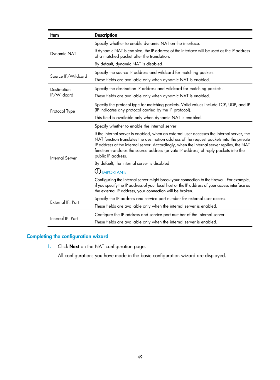 Completing the configuration wizard | H3C Technologies H3C SecPath F5000-A5 Firewall User Manual | Page 59 / 121