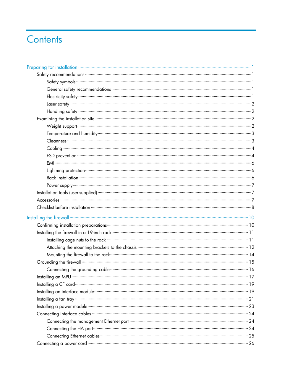 H3C Technologies H3C SecPath F5000-A5 Firewall User Manual | Page 7 / 121