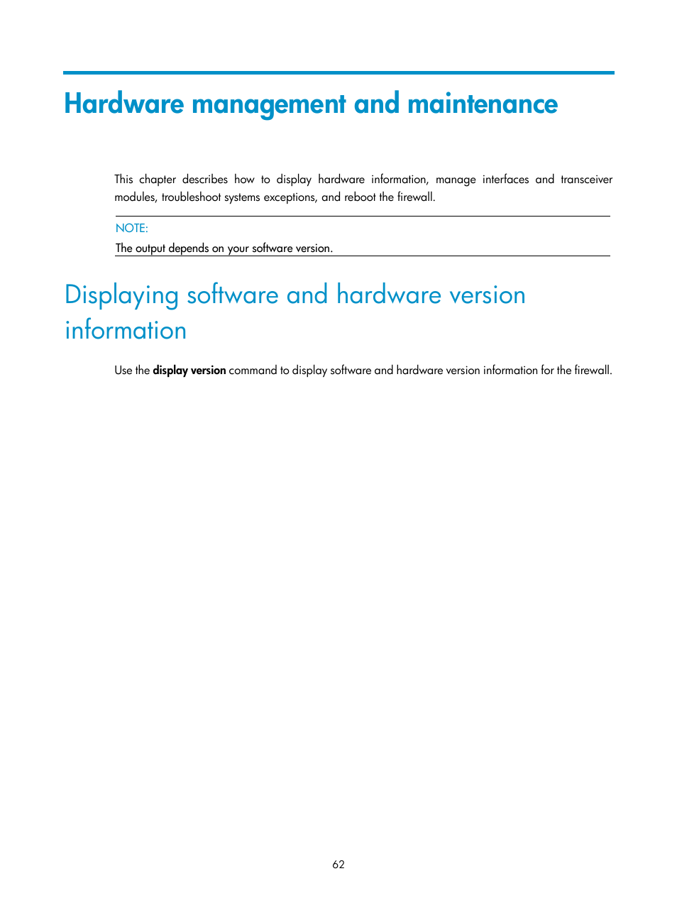 Hardware management and maintenance | H3C Technologies H3C SecPath F5000-A5 Firewall User Manual | Page 72 / 121