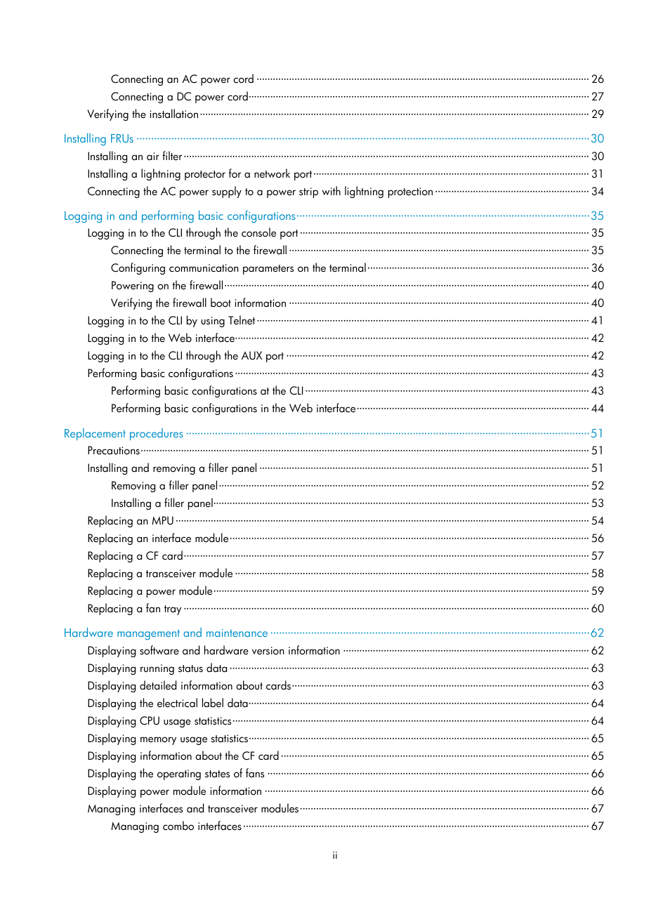 H3C Technologies H3C SecPath F5000-A5 Firewall User Manual | Page 8 / 121