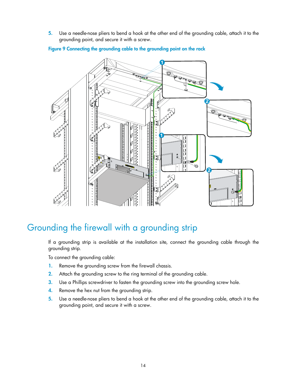 Grounding the firewall with a grounding strip | H3C Technologies H3C SecPath F5000-S Firewall User Manual | Page 23 / 86