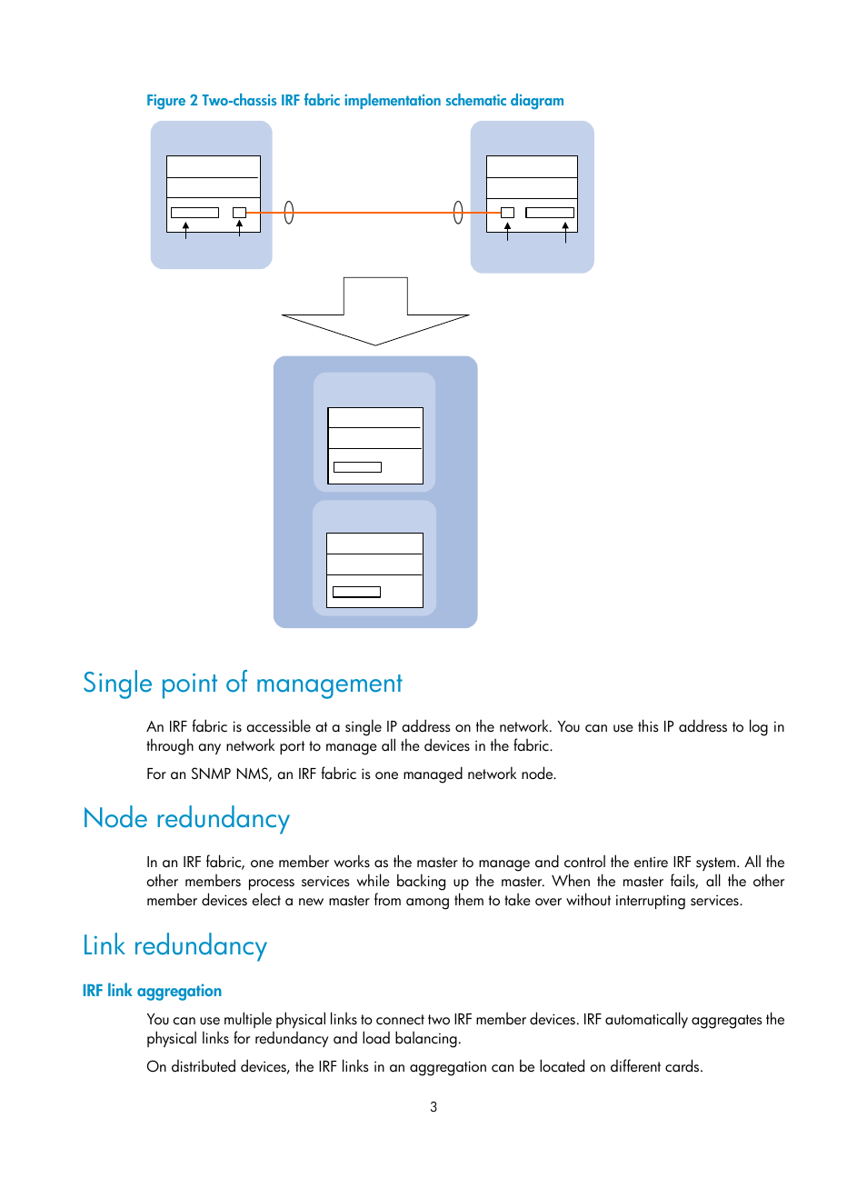 Single point of management, Node redundancy, Link redundancy | Irf link aggregation, N in, Figure 2 | H3C Technologies H3C SecPath F5020 User Manual | Page 12 / 82