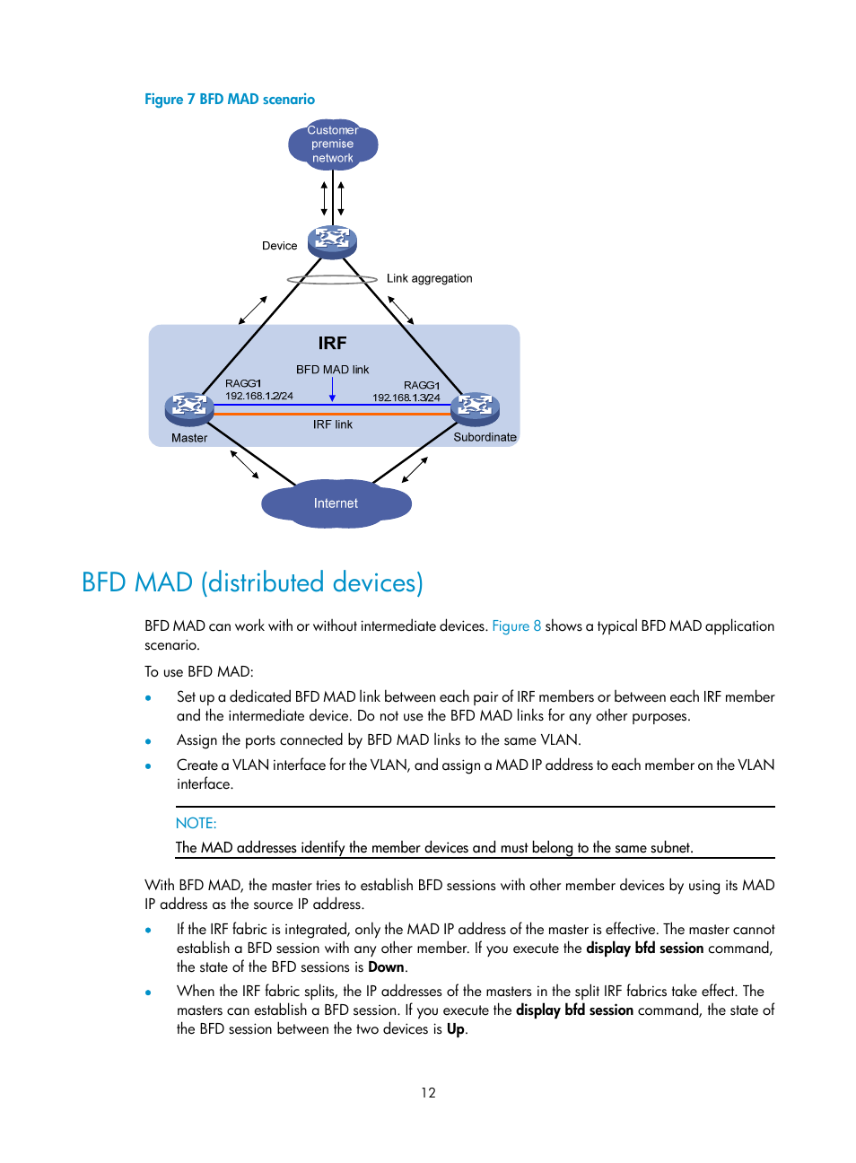 Bfd mad (distributed devices), Bfd mad, Distributed devices) | H3C Technologies H3C SecPath F5020 User Manual | Page 21 / 82