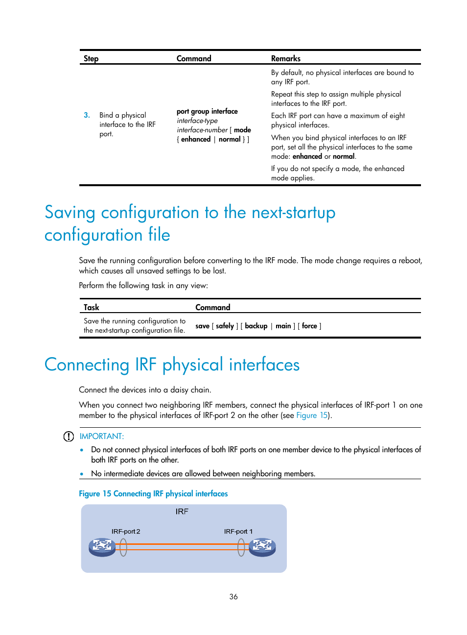 Connecting irf physical interfaces | H3C Technologies H3C SecPath F5020 User Manual | Page 45 / 82