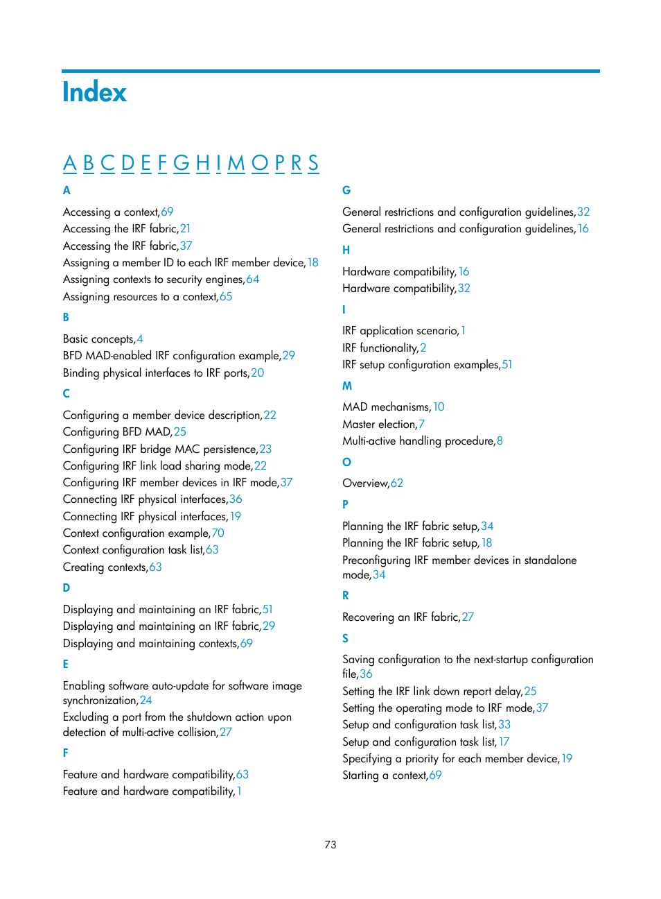 Index | H3C Technologies H3C SecPath F5020 User Manual | Page 82 / 82