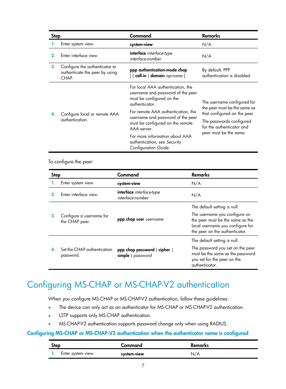 Configuring ms-chap or ms-chap-v2 authentication | H3C Technologies H3C SecPath F5020 User Manual | Page 15 / 56