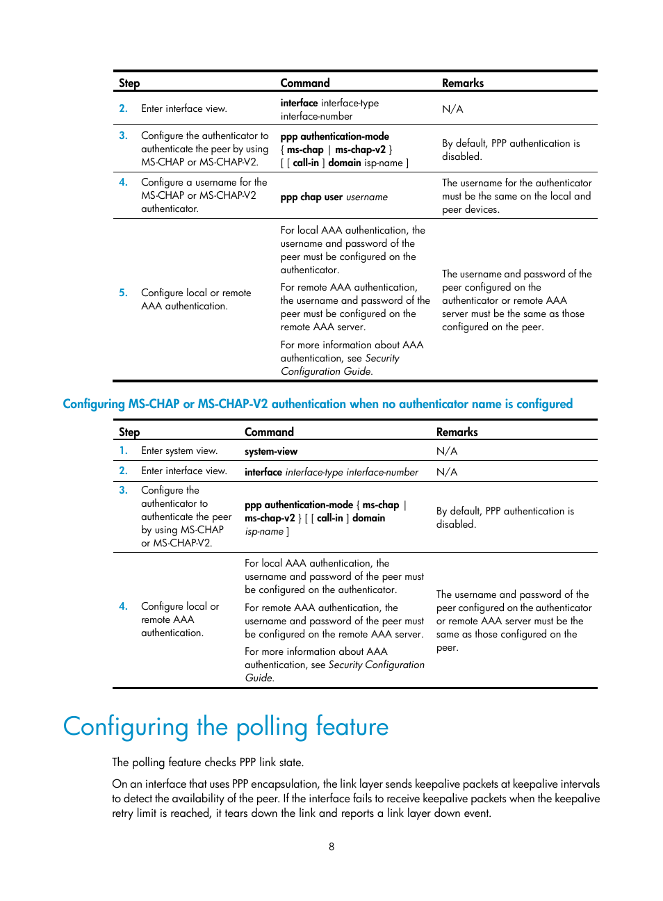 Configuring the polling feature | H3C Technologies H3C SecPath F5020 User Manual | Page 16 / 56