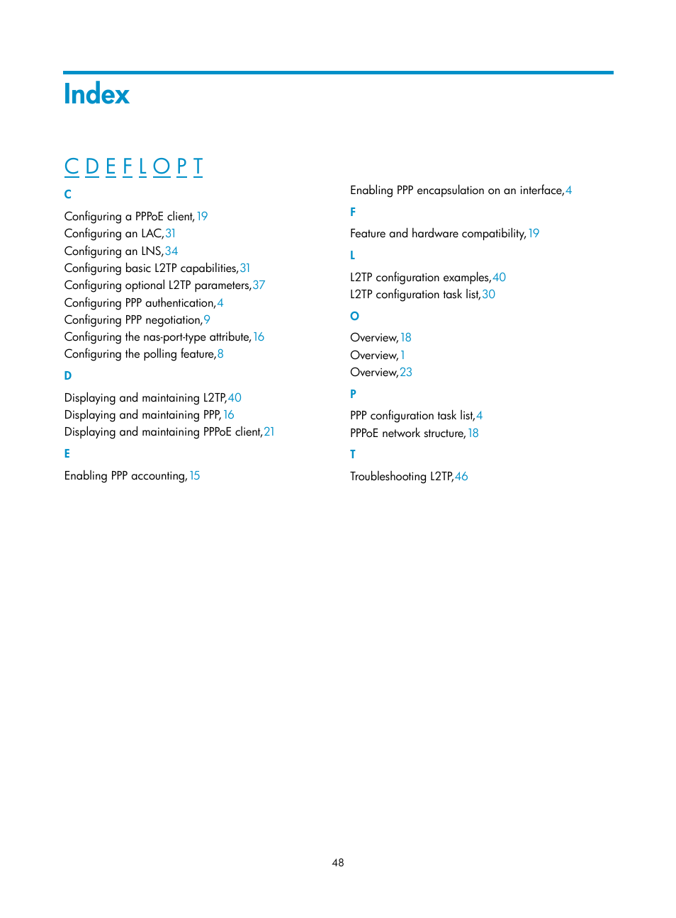 Index | H3C Technologies H3C SecPath F5020 User Manual | Page 56 / 56