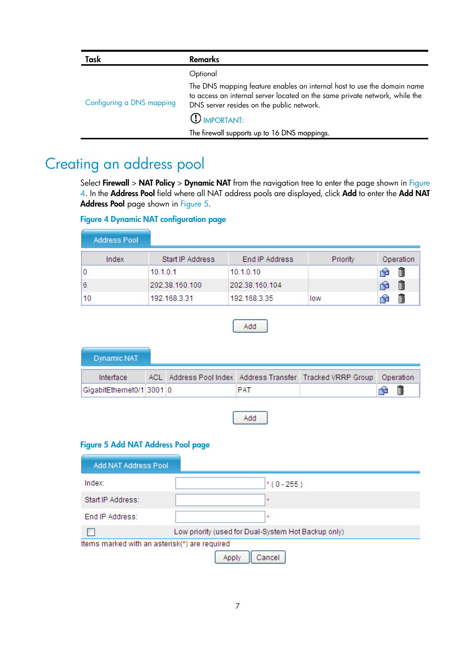 Creating an address pool | H3C Technologies H3C SecBlade FW Cards User Manual | Page 14 / 45