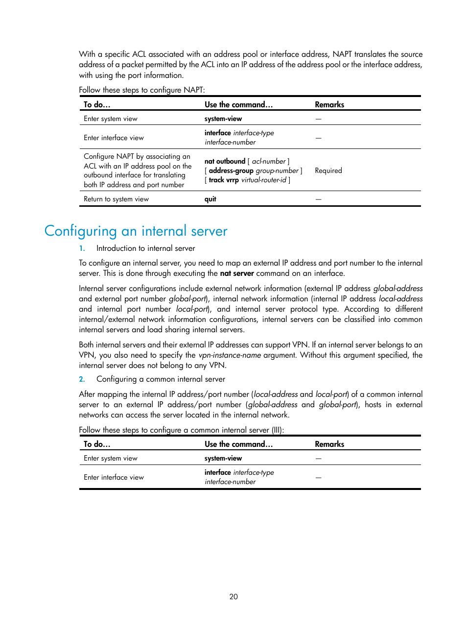 Configuring an internal server | H3C Technologies H3C SecBlade FW Cards User Manual | Page 27 / 45