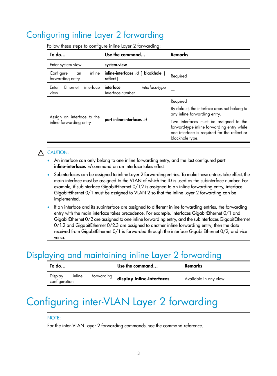 Configuring inline layer 2 forwarding, Configuring inter-vlan layer 2 forwarding | H3C Technologies H3C SecBlade FW Cards User Manual | Page 4 / 16