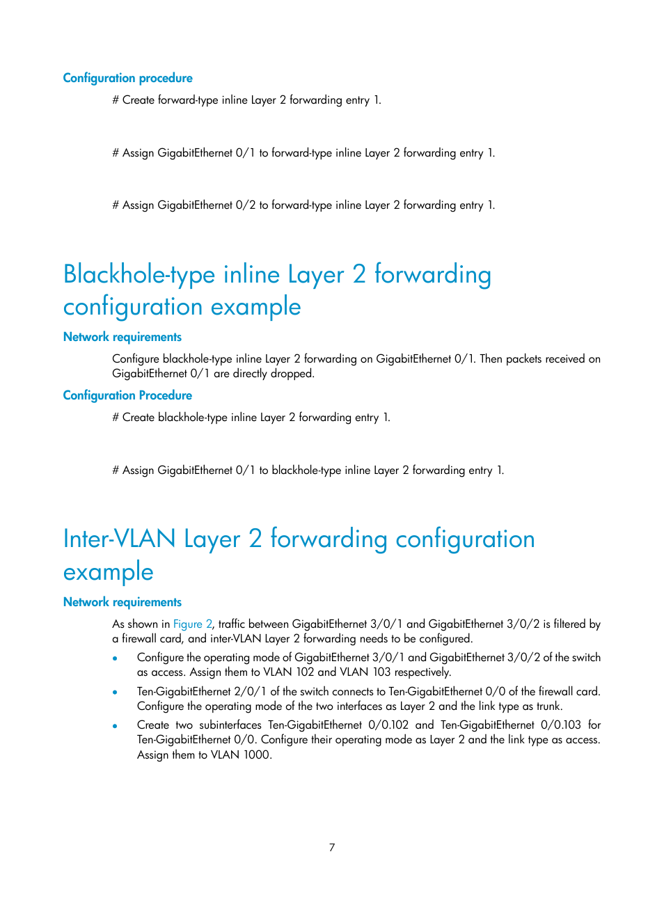 Configuration procedure, Network requirements | H3C Technologies H3C SecBlade FW Cards User Manual | Page 8 / 16