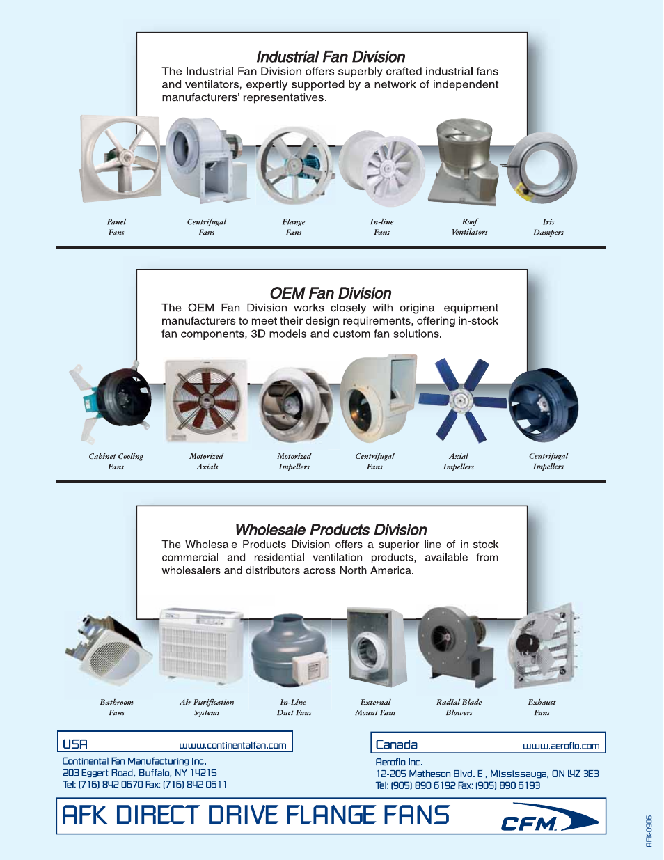 Afk direct drive flange fans | CFM AFK-0906 User Manual | Page 4 / 4