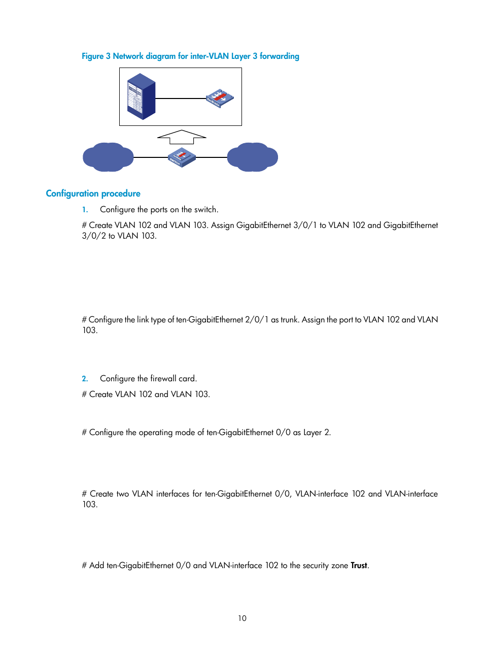 Configuration procedure | H3C Technologies H3C SecBlade FW Cards User Manual | Page 11 / 12