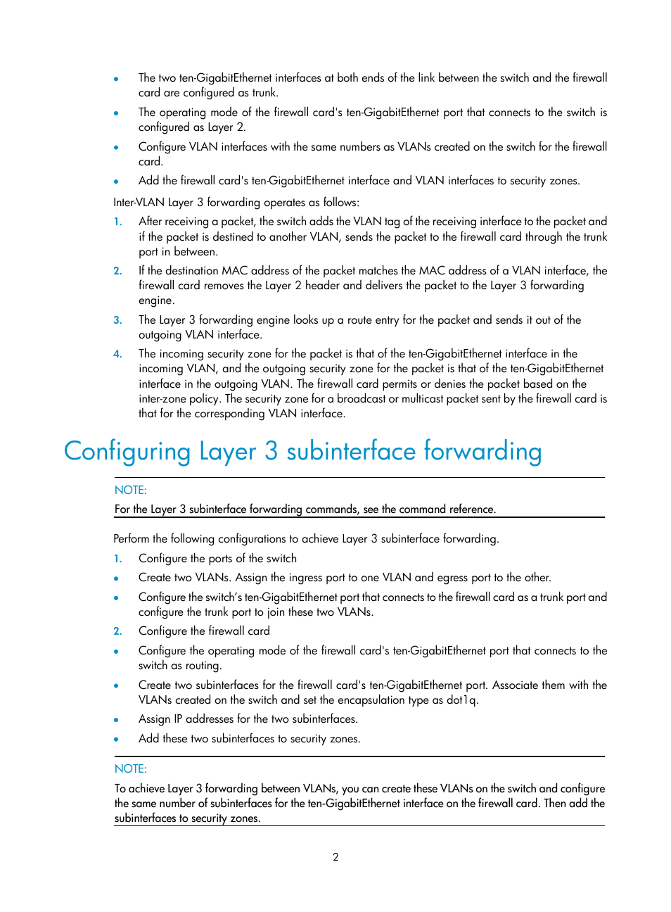 Configuring layer 3 subinterface forwarding | H3C Technologies H3C SecBlade FW Cards User Manual | Page 3 / 12