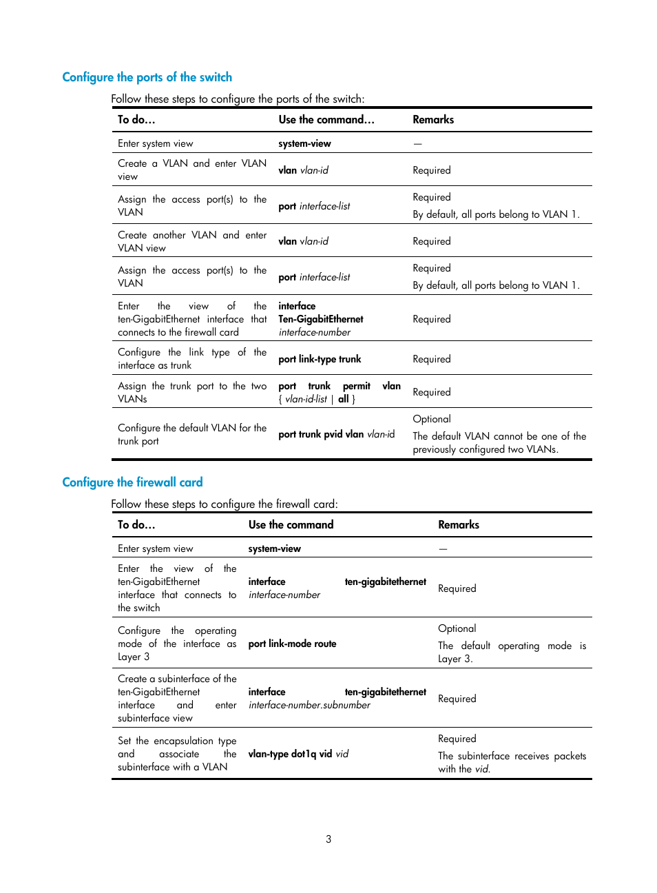 Configure the ports of the switch, Configure the firewall card | H3C Technologies H3C SecBlade FW Cards User Manual | Page 4 / 12