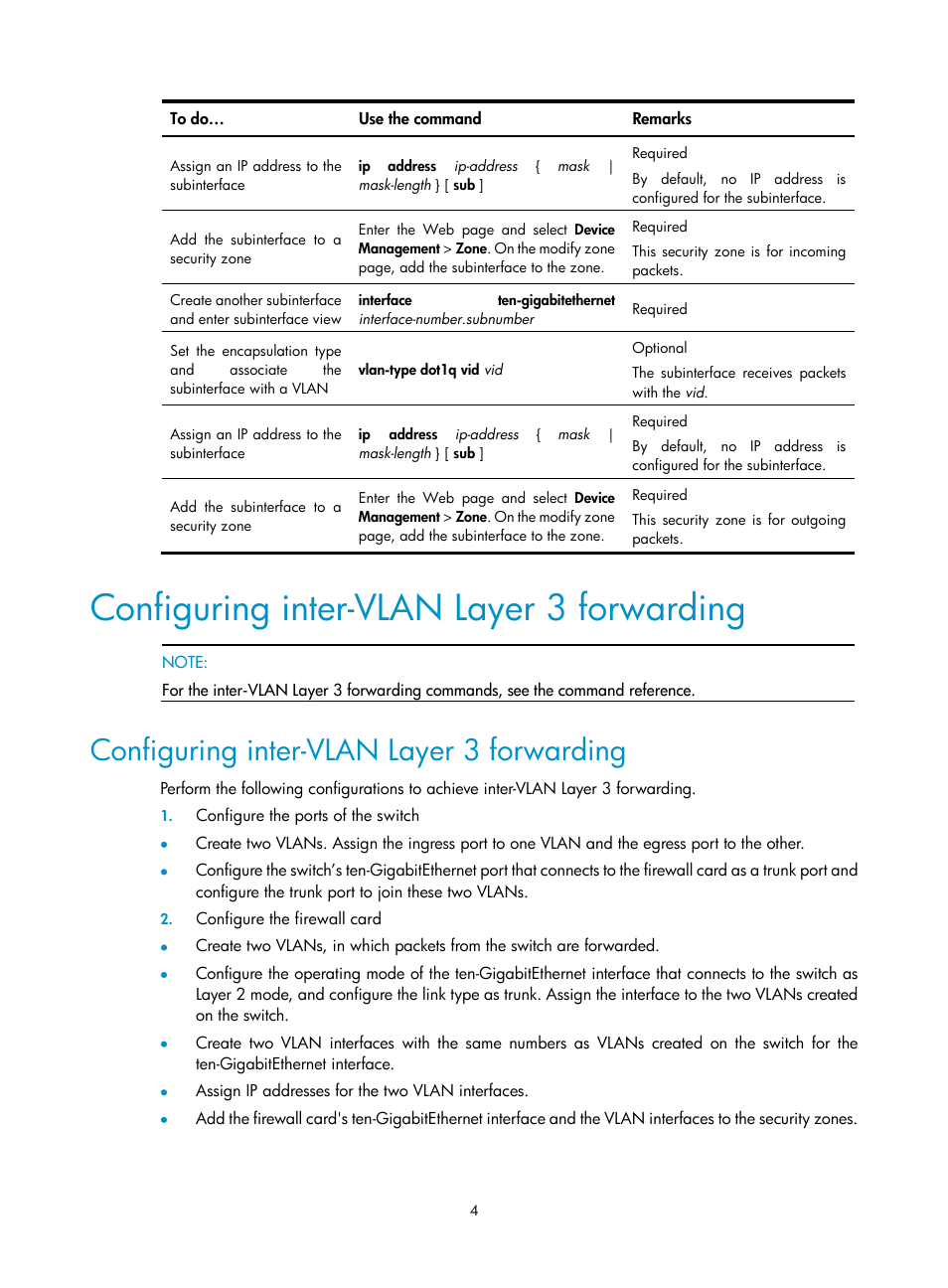 Configuring inter-vlan layer 3 forwarding | H3C Technologies H3C SecBlade FW Cards User Manual | Page 5 / 12