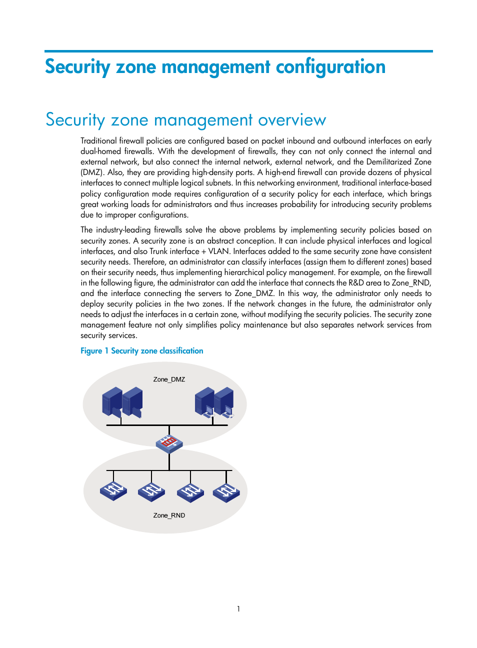Security zone management configuration, Security zone management overview | H3C Technologies H3C SecBlade FW Cards User Manual | Page 2 / 6