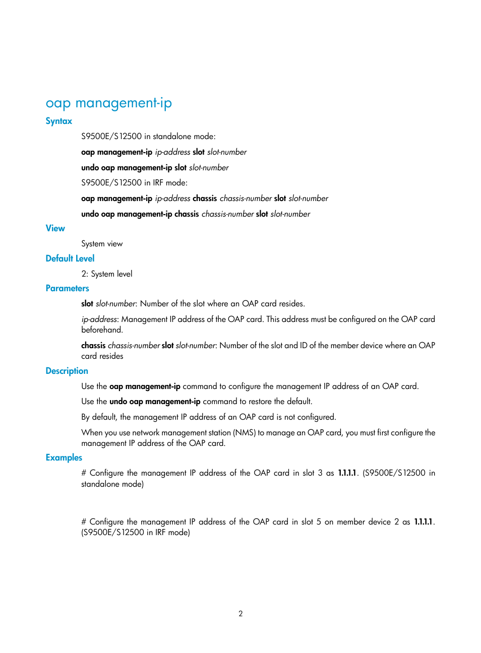 Oap management-ip | H3C Technologies H3C SecBlade FW Cards User Manual | Page 11 / 21