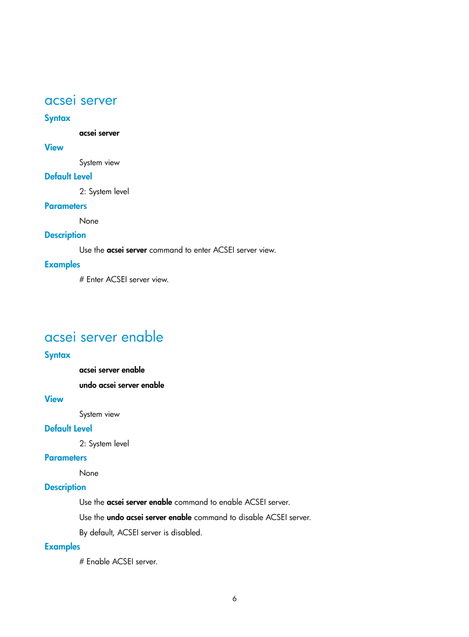 Acsei server, Acsei server enable | H3C Technologies H3C SecBlade FW Cards User Manual | Page 15 / 21