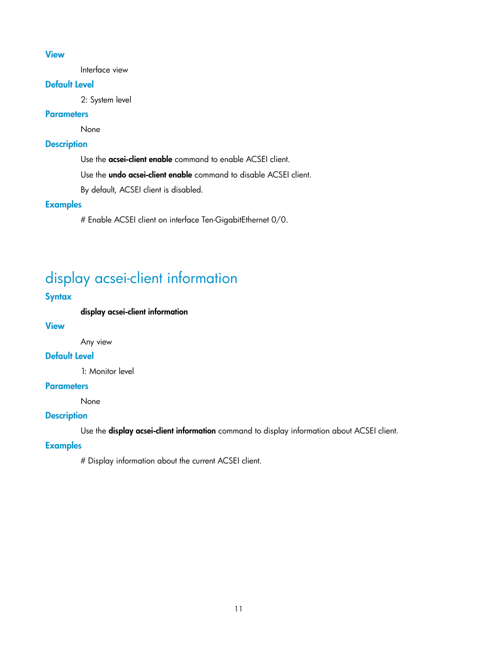 Display acsei-client information | H3C Technologies H3C SecBlade FW Cards User Manual | Page 20 / 21