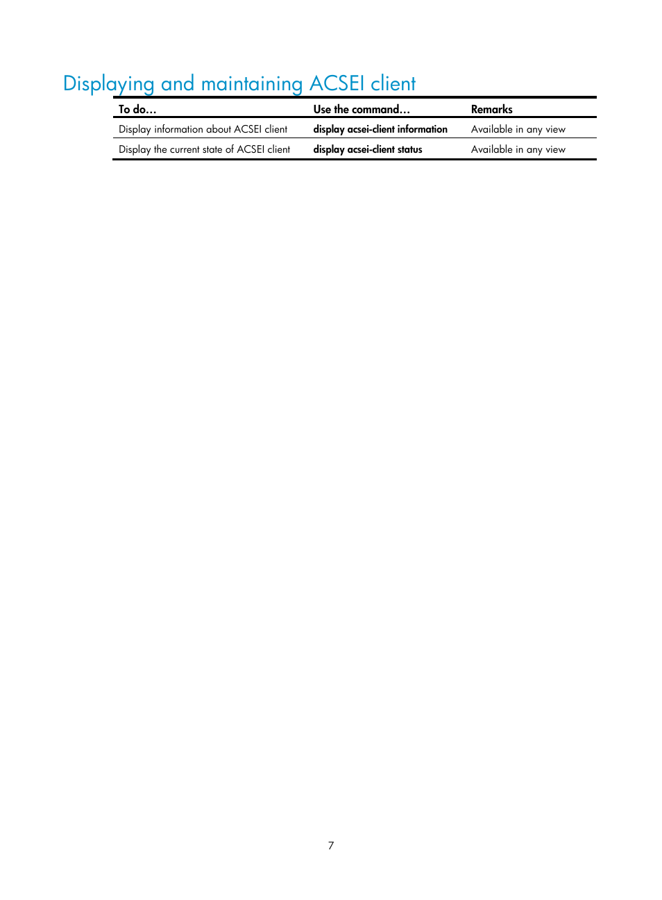 Displaying and maintaining acsei client | H3C Technologies H3C SecBlade FW Cards User Manual | Page 8 / 21