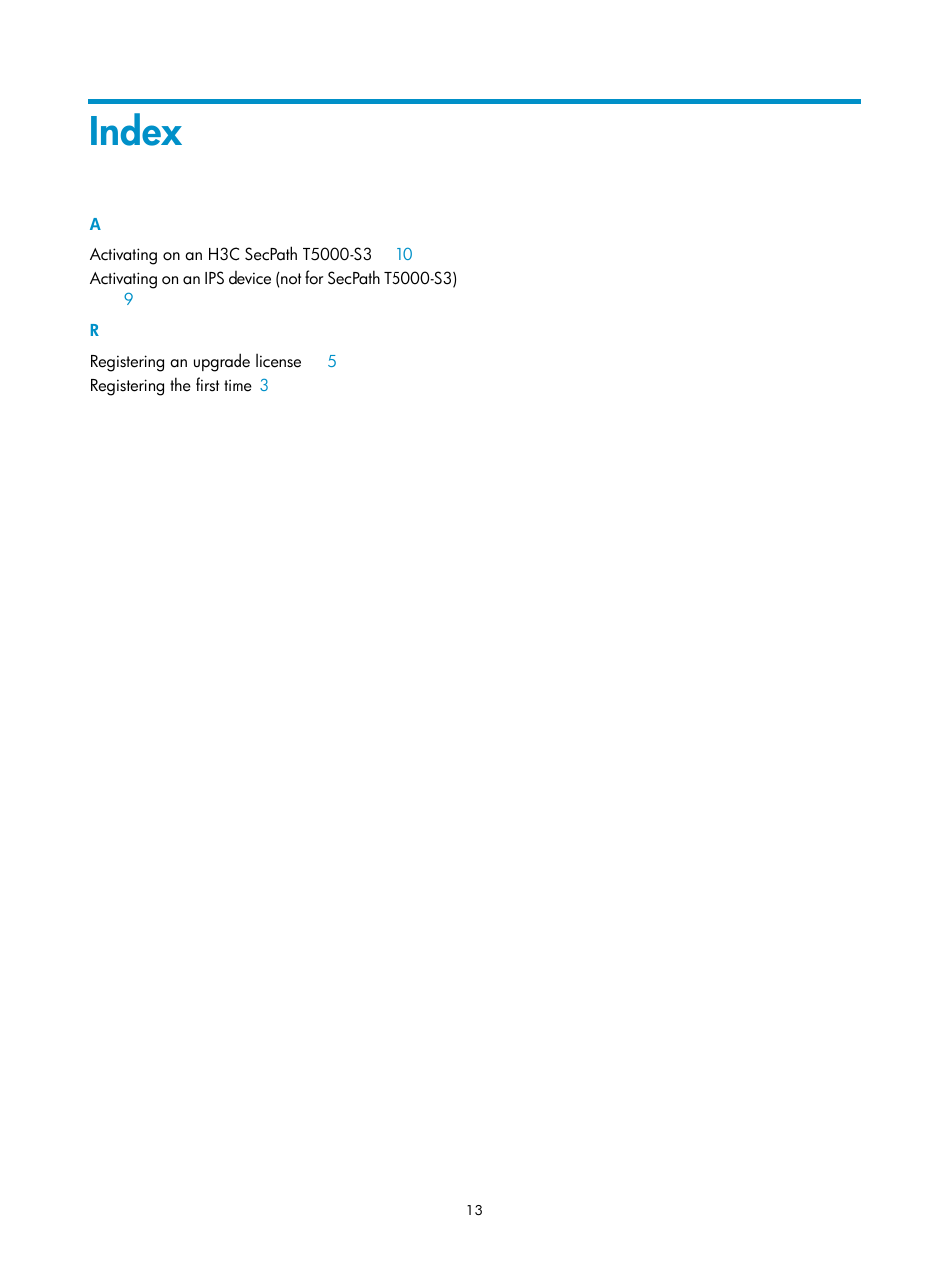 Index | H3C Technologies H3C SecBlade IPS Cards User Manual | Page 18 / 18