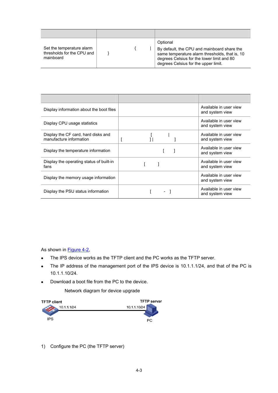 Device management example, Device upgrade example, Network requirements | Configuration procedure | H3C Technologies H3C SecBlade IPS Cards User Manual | Page 18 / 31