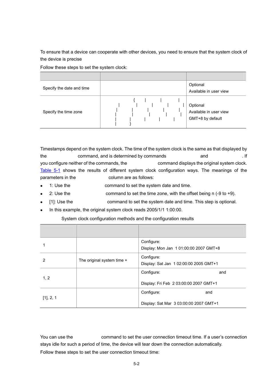 Setting the system clock, Displaying the system clock, Setting the user connection timeout time | H3C Technologies H3C SecBlade IPS Cards User Manual | Page 21 / 31