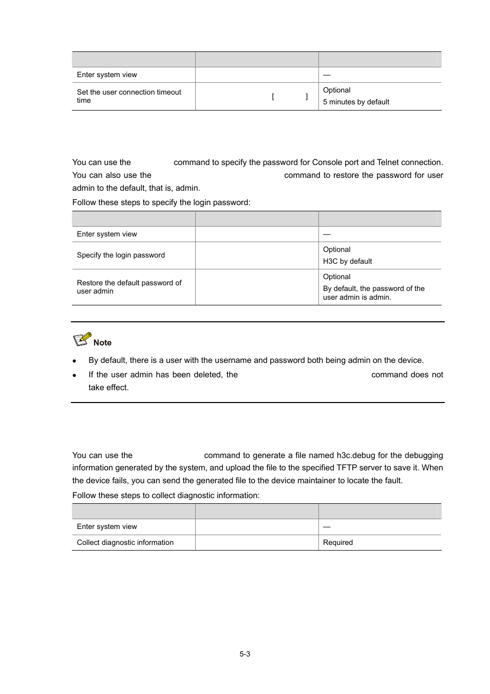 Specifying the login password, Collecting diagnostic information, 3 collecting diagnostic information | H3C Technologies H3C SecBlade IPS Cards User Manual | Page 22 / 31